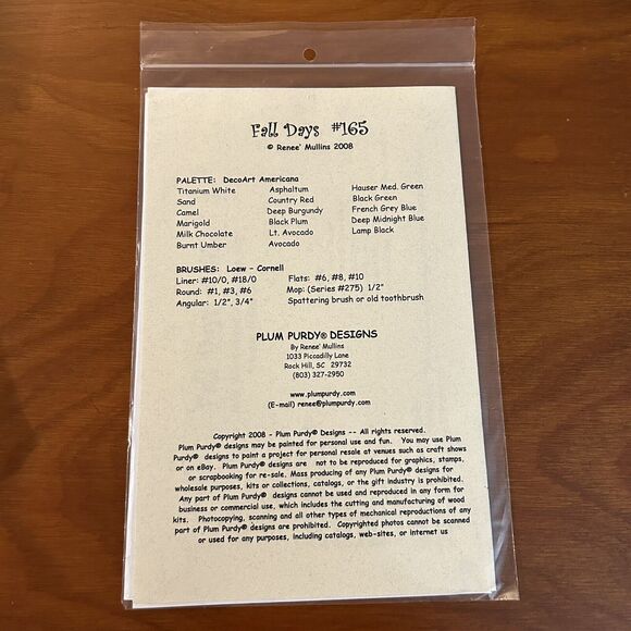 Plum Purdy Designs Fall Days Chime #165 Pattern/Instructions 2008 - Picture 3 of 3